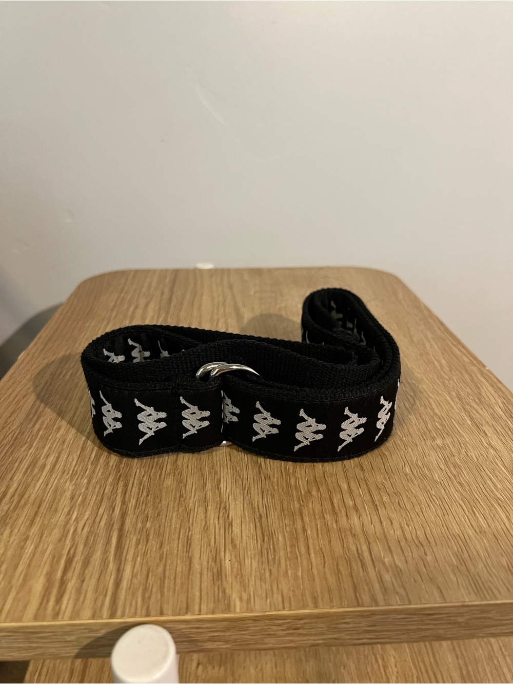 Kappa Black Webbing Belt with White Logo Repeat